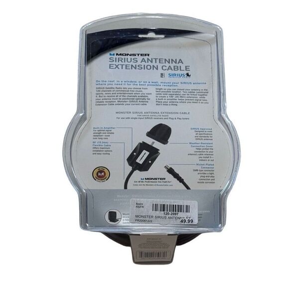 Monster Sirius Satellite Radio 50’ Antenna Extension Cable - NEW - Picture 4 of 8